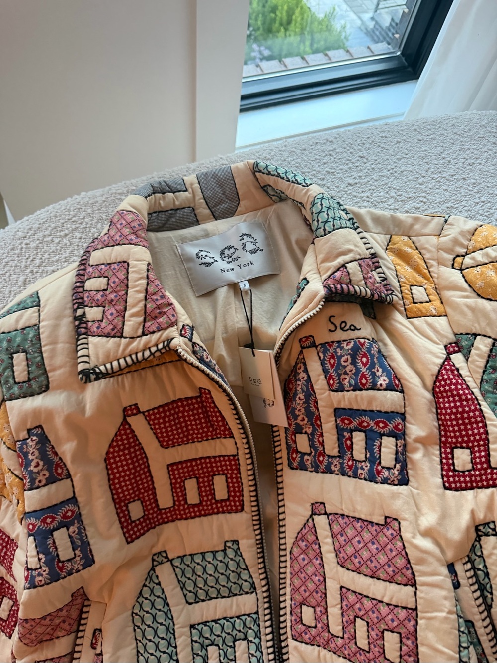 Sea NY Patchwork House Pattern Puffer Jacket - Picture 4 of 5
